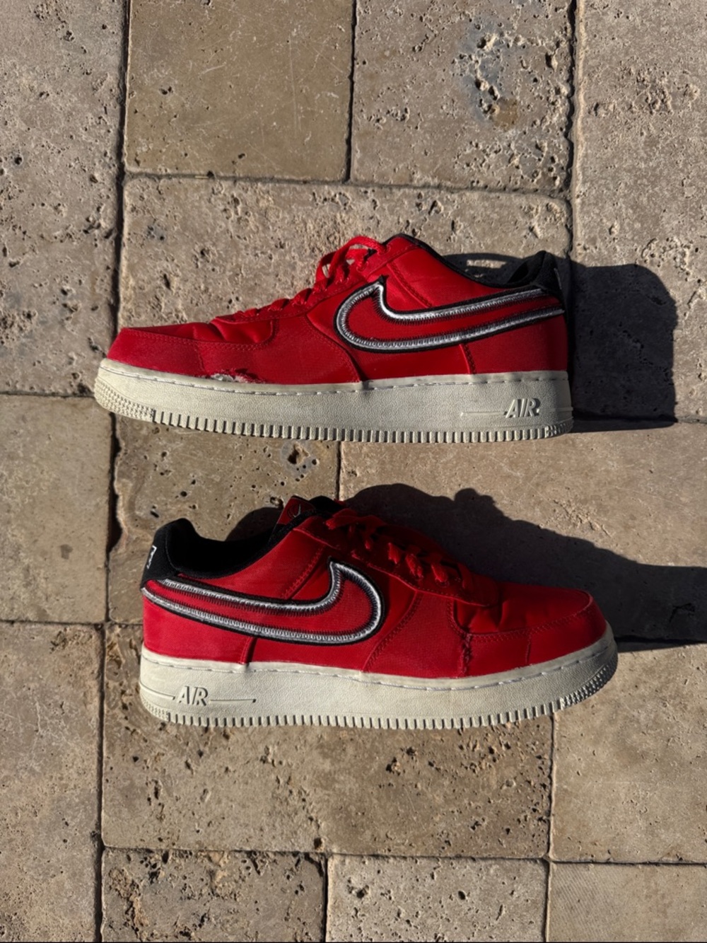 Nike Red Low-Top Sneakers with Black & White Swoosh